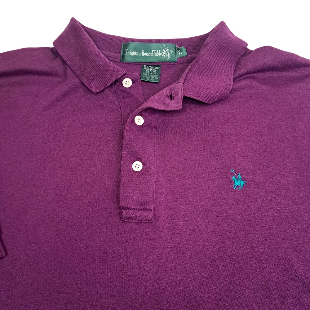 Vtg 90s Polo Ralph Lauren Knit Polo Shirt Mens L Embroidered Teal Logo Purple